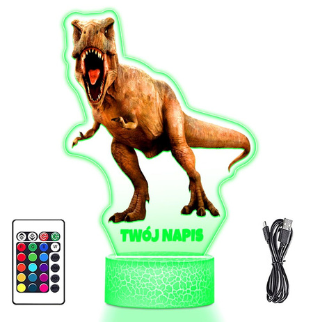 LAMPKA NOCNA LED 3D DINOZAUR T-REX prezent dziecka URODZINY statuetka