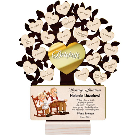 Prezent na Dzień Babci i Dziadka statuetka DRZEWKO SZCZĘŚCIA GRAWER DLA BABCI DZIADKA Dziadków