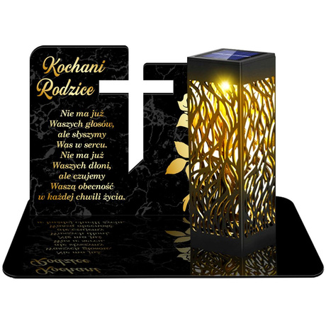 ZNICZ SOLARNY LED WIECZNY PODSTAWKA NA CMENTARZ GRÓB lampka 3D DLA RODZICÓW