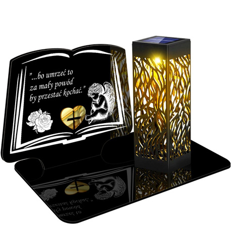 ZNICZ SOLARNY LED WIECZNY PODSTAWKA NA CMENTARZ GRÓB lampka Księga 3D