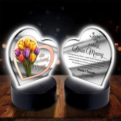 OBRAZEK LED prezent DLA MAMY MATKI STATUETKA z personalizacją SERCE