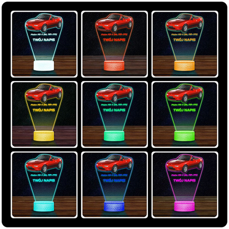 LAMPKA NOCNA LED 3D AUTO Mazda MX-5 prezent dla dziecka URODZINY statuetka + pilot