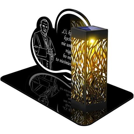 ZNICZ SOLARNY LED WIECZNY PODSTAWKA NA CMENTARZ GRÓB lampka Napis Serce 3D