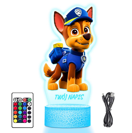 LAMPKA NOCNA LED 3D Psi Patrol Chase prezent dziecka URODZINY statuetka
