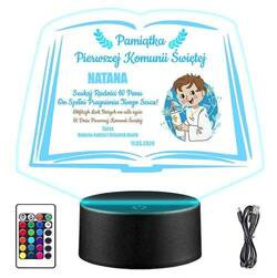 LAMPKA NOCNA LED PREZENT NA PIERWSZĄ KOMUNIĘ ŚWIĘTĄ KOMUNIA STATUETKA obraz