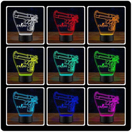 LAMPKA NOCNA LED CS GO COUNTER STRIKE 3D + PILOT prezent URODZINY statuetka