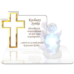 ZNICZ LED GRÓB Dziecka Córki Syna ANIOŁEK PODSTAWKA NA CMENTARZ BIAŁY ANIOŁ