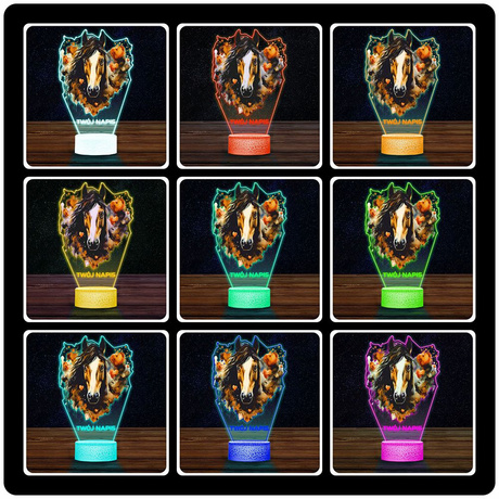 LAMPKA NOCNA LED 3D z imieniem KOŃ KONIK ZWIĘRZĘ prezent dla dziecka URODZINY statuetka + pilot