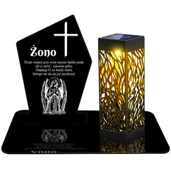 ZNICZ SOLARNY LED WIECZNY PODSTAWKA NA CMENTARZ GRÓB lampka Krzyż 3D dla Żony