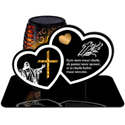 ZNICZ SOLARNY LED WIECZNY PODSTAWKA NA CMENTARZ GRÓB Serce EFEKT PŁOMIENIA