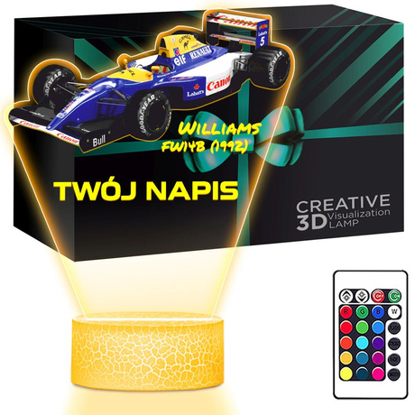 LAMPKA NOCNA LED 3D auto Williams FW14B bolid F1 prezent dla dziecka URODZINY statuetka + pilot