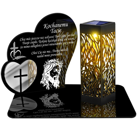 ZNICZ SOLARNY LED WIECZNY PODSTAWKA NA CMENTARZ GRÓB lampka Serce 3D DLA TATY