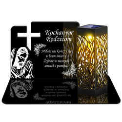 ZNICZ SOLARNY LED WIECZNY PODSTAWKA NA CMENTARZ GRÓB lampka Krzyż 3D DLA RODZICÓW