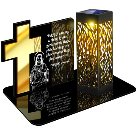 ZNICZ SOLARNY LED WIECZNY PODSTAWKA NA CMENTARZ GRÓB lampka Krzyż 3D