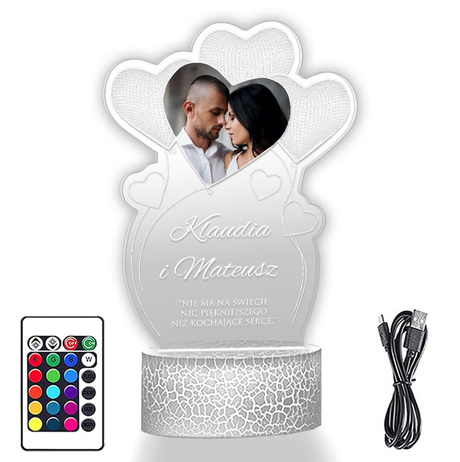 Lampka Nocna ramka prezent na WALENTYNKI DZIEWCZYNY chłopaka żony męża NIEJ z personalizacją