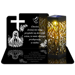 ZNICZ SOLARNY LED WIECZNY PODSTAWKA NA CMENTARZ GRÓB lampka Krzyż 3D