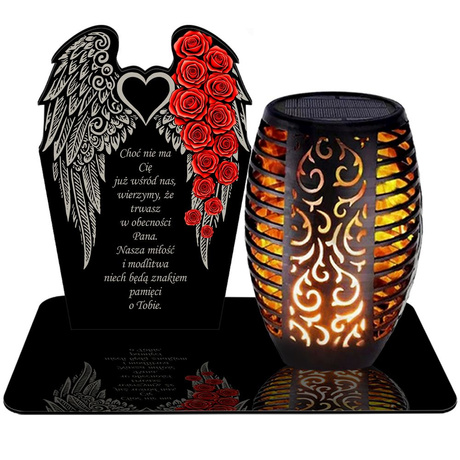 ZNICZ SOLARNY LED WIECZNY PODSTAWKA NA CMENTARZ GRÓB Kwiaty EFEKT PŁOMIENIA