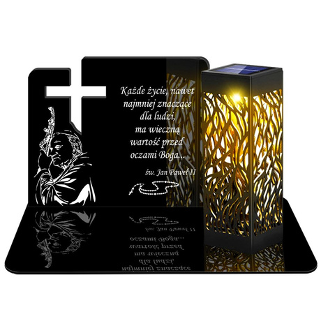 ZNICZ SOLARNY LED WIECZNY PODSTAWKA NA CMENTARZ GRÓB lampka Krzyż 3D 