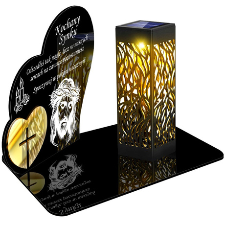 ZNICZ SOLARNY LED WIECZNY PODSTAWKA NA CMENTARZ GRÓB lampka Serce 3D DLA SYNA