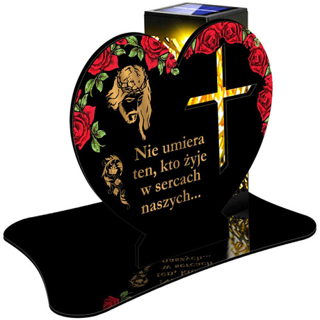 ZNICZ SOLARNY LED WIECZNY PODSTAWKA NA CMENTARZ GRÓB lampka Serce 3D