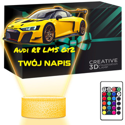 LAMPKA NOCNA LED 3D AUDI R8 SAMOCHÓD prezent dla dziecka URODZINY statuetka + pilot