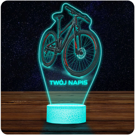 LAMPKA NOCNA LED 3D Rower Górski Dla Rowerzysty prezent dla dziecka URODZINY statuetka + pilot