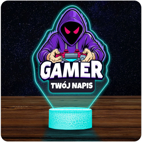 LAMPKA NOCNA LED 3D GAMER GRACZ GRY prezent dziecka URODZINY statuetka