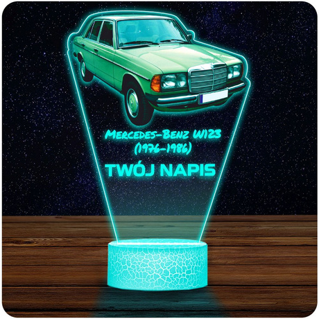 LAMPKA NOCNA LED 3D AUTO Mercedes-Benz W123 prezent dla dziecka URODZINY statuetka + pilot