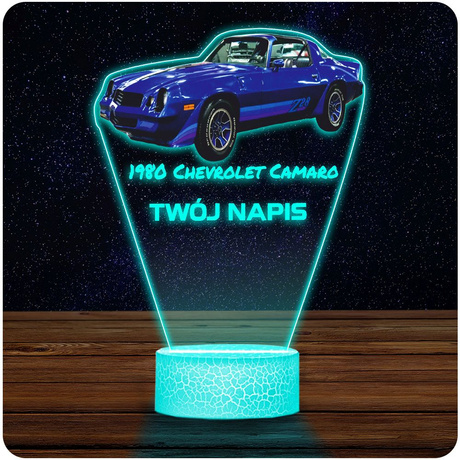 LAMPKA NOCNA LED 3D AUTO 1980 Chevrolet Camaro prezent dla dziecka URODZINY statuetka + pilot