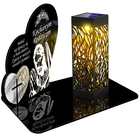 ZNICZ SOLARNY LED WIECZNY PODSTAWKA NA CMENTARZ GRÓB lampka Serce 3D DLA RODZICÓW