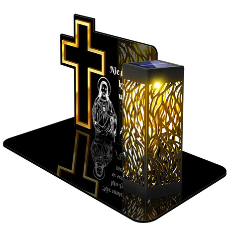 ZNICZ SOLARNY LED WIECZNY PODSTAWKA NA CMENTARZ GRÓB lampka Krzyż 3D