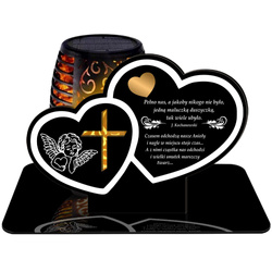 ZNICZ SOLARNY LED WIECZNY PODSTAWKA NA CMENTARZ GRÓB Serce EFEKT PŁOMIENIA