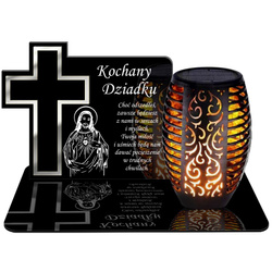 ZNICZ SOLARNY LED WIECZNY PODSTAWKA NA CMENTARZ GRÓB Krzyż EFEKT PŁOMIENIA DLA DZIADKA