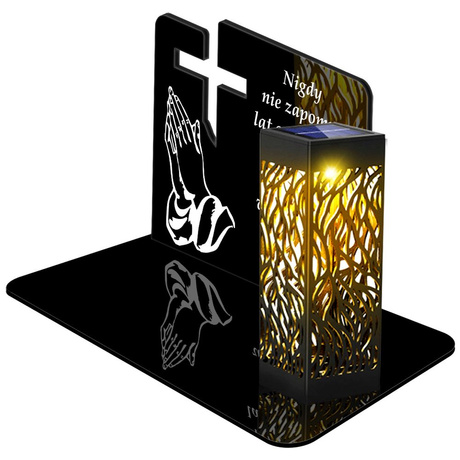 ZNICZ SOLARNY LED WIECZNY PODSTAWKA NA CMENTARZ GRÓB lampka Krzyż 3D