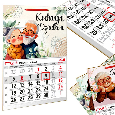 PREZENT NA DZIEŃ BABCI I DZIADKA NA ŚWIĘTA KALENDARZ ŚCIENNY 2026 DLA DZIADKÓW