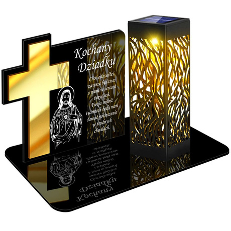 ZNICZ SOLARNY LED WIECZNY PODSTAWKA NA CMENTARZ GRÓB lampka Krzyż 3D DLA DZIADKA