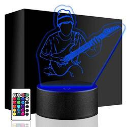 LAMPKA NOCNA LED GITARZYSTA GITARA 3D + PILOT prezent URODZINY statuetka