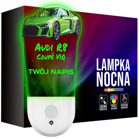 Lampka Nocna LED dla Dziecka AUTO AUDI R8 COUPE kontaktu gniazdka CZUJNIK