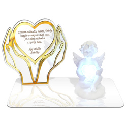 ZNICZ LED GRÓB Dziecka Córki Syna ANIOŁEK PODSTAWKA NA CMENTARZ BIAŁY ANIOŁ