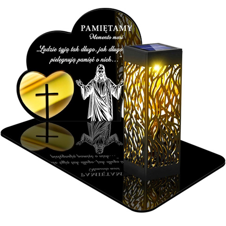 ZNICZ SOLARNY LED WIECZNY PODSTAWKA NA CMENTARZ GRÓB lampka Serce 3D 