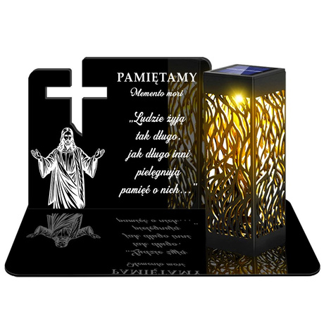 ZNICZ SOLARNY LED WIECZNY PODSTAWKA NA CMENTARZ GRÓB lampka Krzyż 3D 