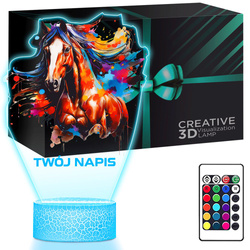 LAMPKA NOCNA LED 3D z imieniem KOŃ KONIK ZWIĘRZĘ prezent dla dziecka URODZINY statuetka + pilot