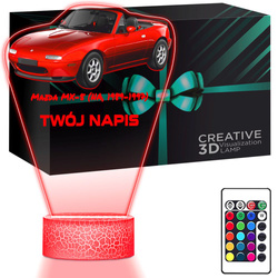 LAMPKA NOCNA LED 3D AUTO Mazda MX-5 prezent dla dziecka URODZINY statuetka + pilot