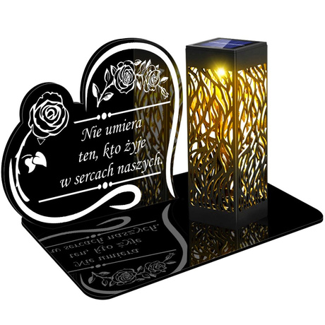 ZNICZ SOLARNY LED WIECZNY PODSTAWKA NA CMENTARZ GRÓB lampka Napis Serce 3D 