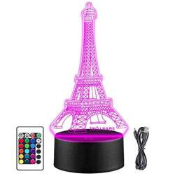 LAMPKA NOCNA LED WIEŻA EIFFLA PARYŻ 3D + PILOT prezent URODZINY statuetka