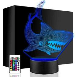 LAMPKA NOCNA LED REKIN MORZE RYBA 3D +PILOT prezent URODZINY statuetka