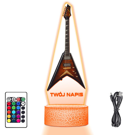 LAMPKA NOCNA LED 3D Gitara Elektryczna dla muzyka prezent dla dziecka URODZINY statuetka + pilot