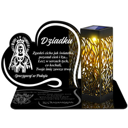 ZNICZ SOLARNY LED WIECZNY PODSTAWKA NA CMENTARZ GRÓB lampka Napis Serce 3D  DLA DZIADKA