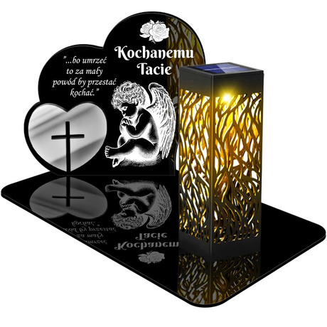 ZNICZ SOLARNY LED WIECZNY PODSTAWKA NA CMENTARZ GRÓB lampka Serce 3D DLA TATY