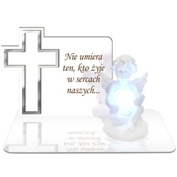 ZNICZ LED GRÓB Dziecka Córki Syna ANIOŁEK PODSTAWKA NA CMENTARZ BIAŁY ANIOŁ